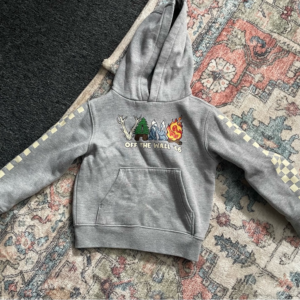 Vans Kids Gray Hoodie with Graphic Design